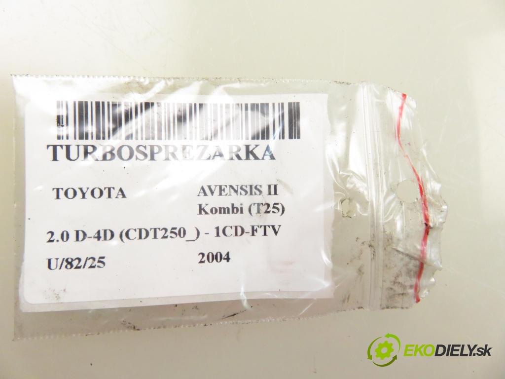 TOYOTA AVENSIS Kombi (_T25_) KOMBI 2004 85,00 2.0 D-4D 116 - 1CD-FTV 1995,00 Turbodúchadlo 172010G010 (Turbodúchadlo (kompletné))