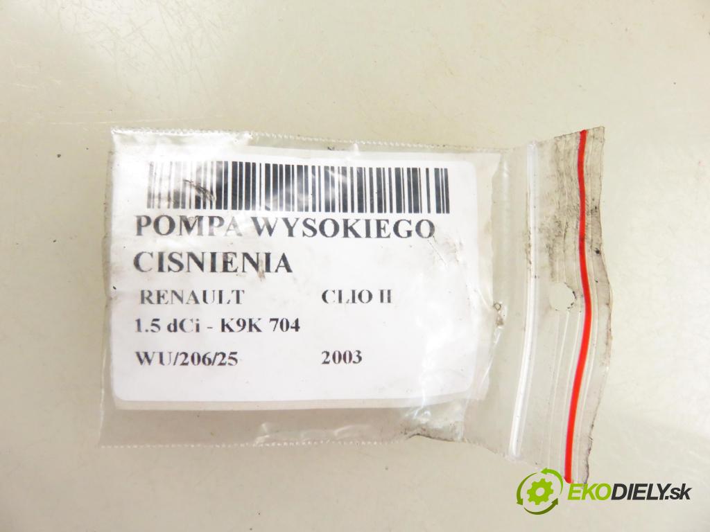 RENAULT CLIO II (BB_, CB_) HB 2003 42,00 1.5 dCi 1461,00 pumpa vysokého TLAK: R9042A042A ; 8200057225 ; 8200577990