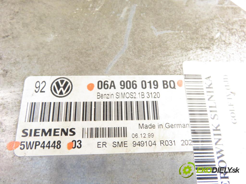 VW GOLF IV (1J1) HB 1999 74,00 1.6 - AKL 1595,00 Riadiaca jednotka Motor 06A906019BQ ; 5WP4448