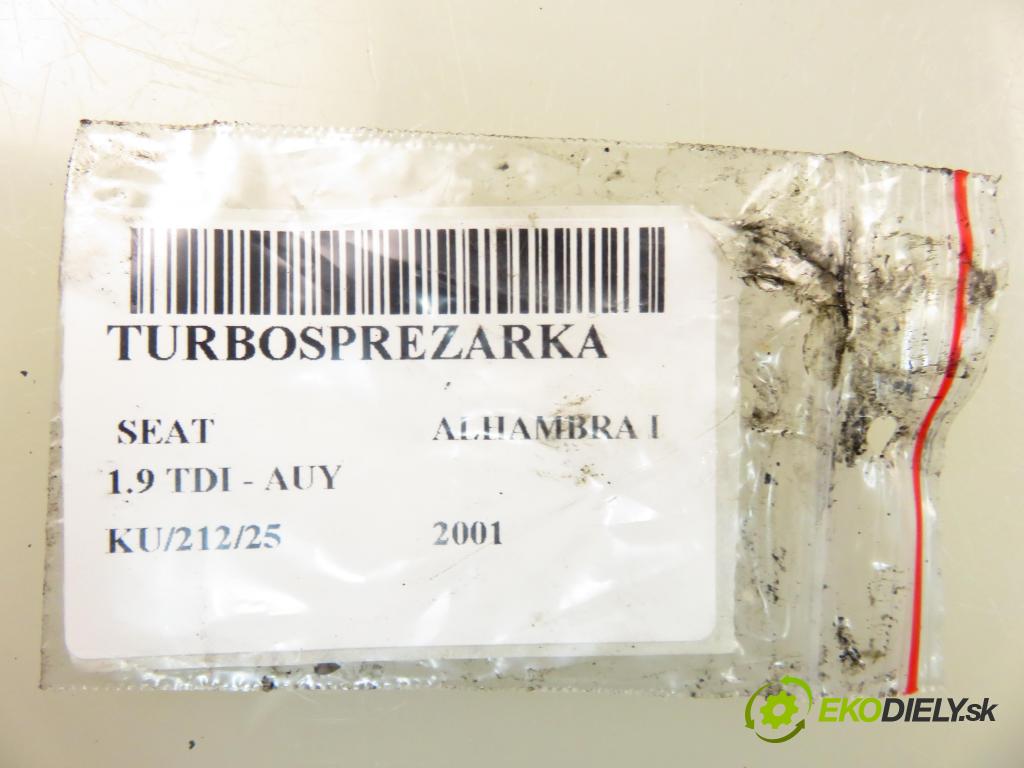 SEAT ALHAMBRA (7V8, 7V9) MINIVAN 2001 85,00 1.9 TDI PD 115 - AUY 1896,00 Turbodúchadlo 038253019N (Turbodúchadlo (kompletné))