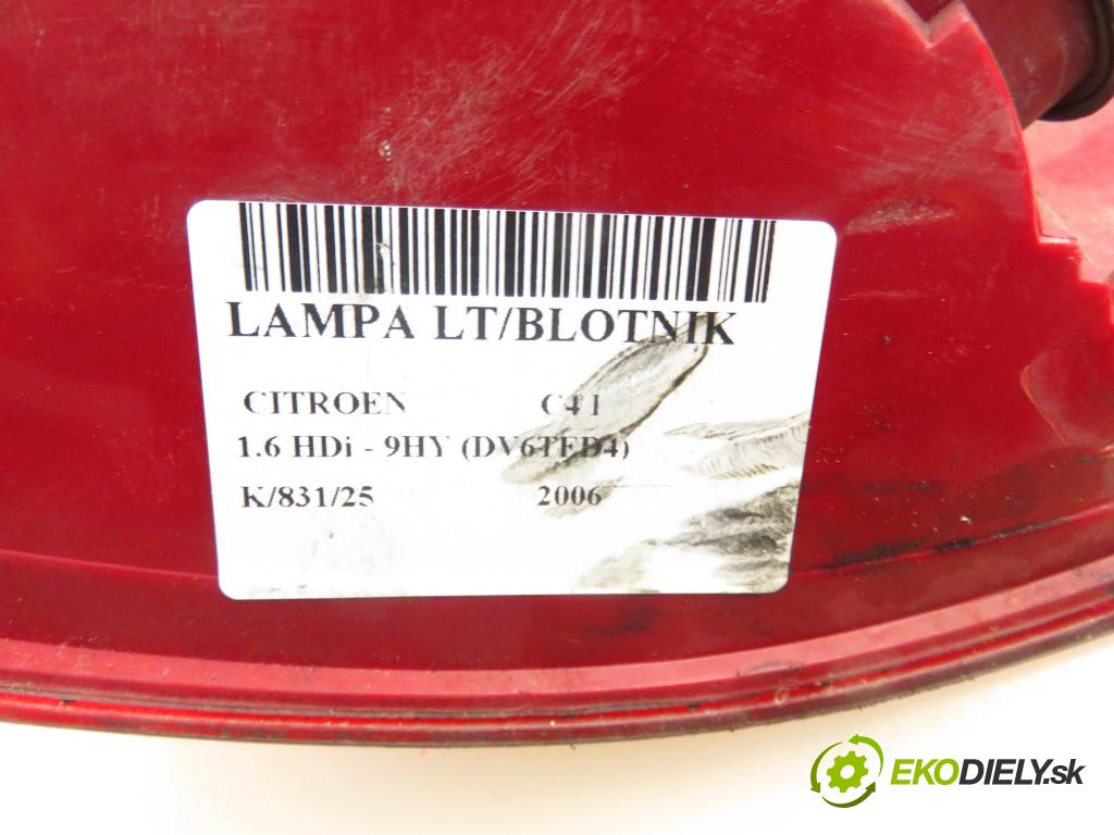 CITROEN C4 I (LC_) HB 2006 80,00 1.6 HDi - 9HY (DV6TED4) 1560,00 Svetlo ľavé zadné 9646801777
