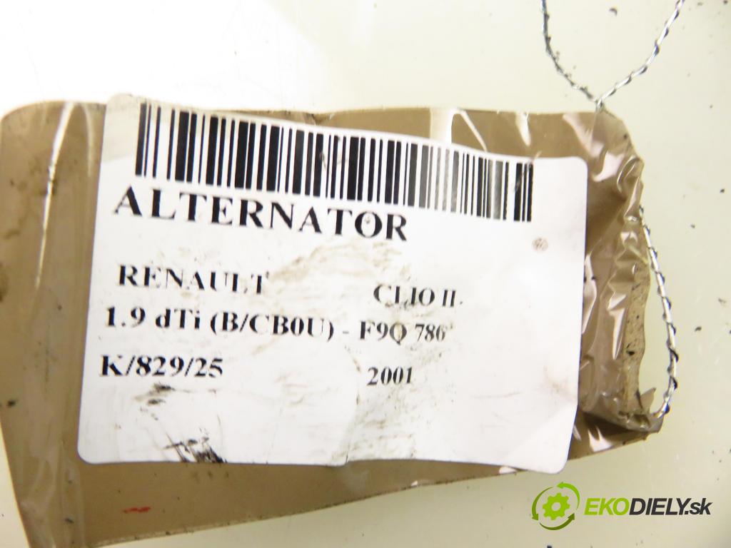 RENAULT CLIO II (BB_, CB_) HB 2001 59,00 1.9 dTi (B/CB0U) - F9Q 780 1870,00 Alternátor  (Alternátory)