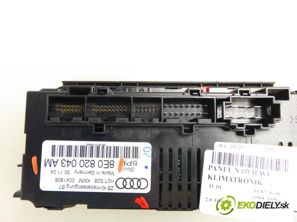 AUDI A4 Avant (8ED, B7) KOMBI 2004 103,00 2.0 TDI 16V - BLB 1968,00 Panel kúrenia KLIMATRONIK 8E0820043AM