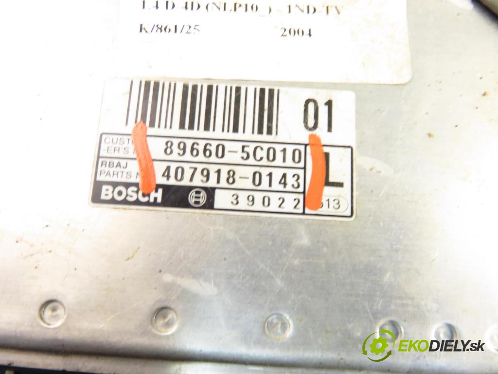 TOYOTA YARIS (_P1_) HB 2004 55,00 1.4 D-4D (NLP10_) - 1ND-TV 1364,00 Riadiaca jednotka Motor 896605C010 ; 407100143