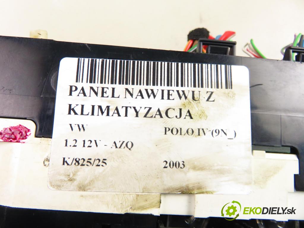 VW POLO (9N_) HB 2003 47,00 1.2 12V 64 - AZQ 1198,00 Panel kúrenia KLIMATIZACE: 6Q0820045E