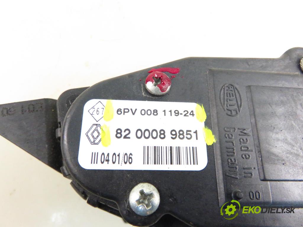 RENAULT CLIO II (BB_, CB_) HB 2006 50,00 1.5 dCi 68 - K9K 714 1461,00 Potenciometer plynu 8200089851 ; 6PV00811924 (Potenciometer plynového pedálu)