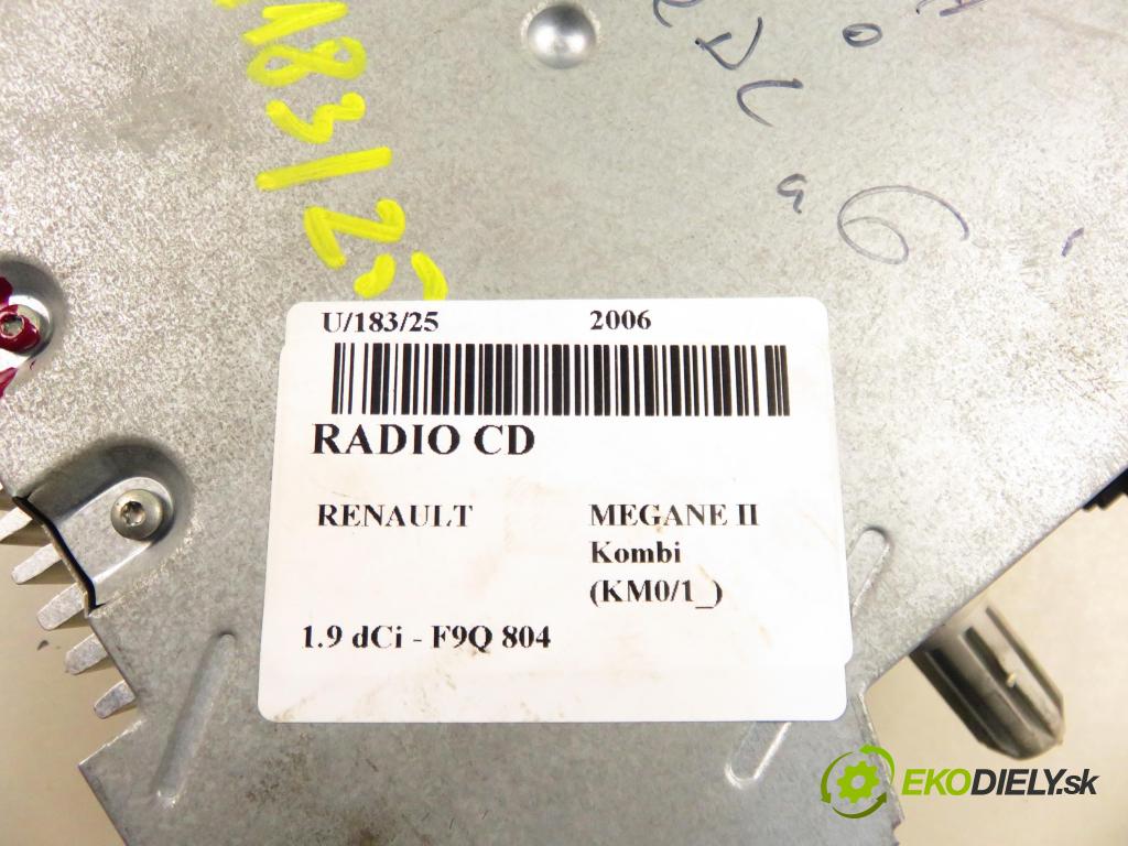 RENAULT MEGANE II Kombi (KM0/1_) KOMBI 2006 96,00 1.9 dCi - 131  F9Q 804  1870,00 RADIO CD 8200505114