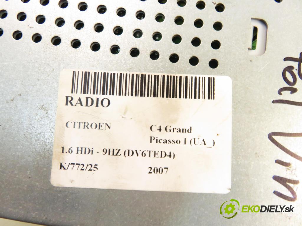 CITROEN C4 Grand Picasso I (UA_) MINIVAN 2007 80,00 1.6 HDi - 9HZ (DV6TED4) 1560,00 RADIO CD 96629712XT