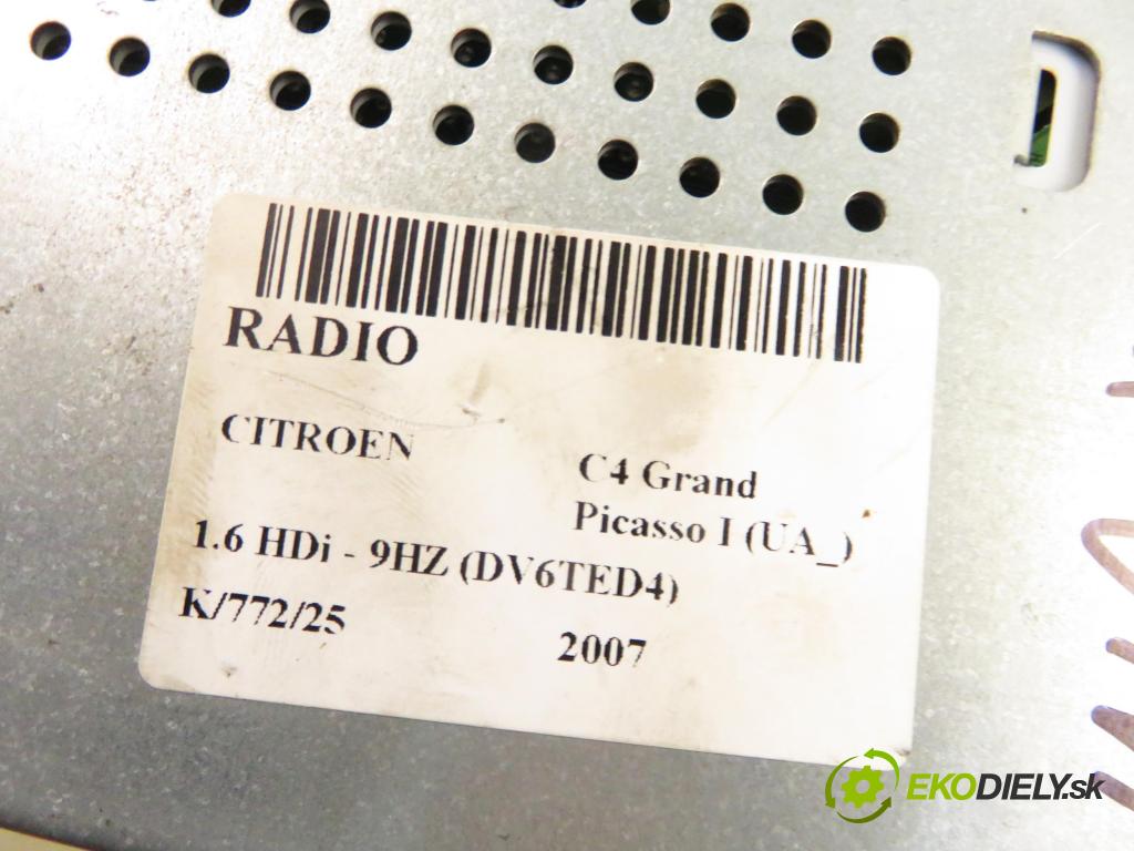 CITROEN C4 Grand Picasso I (UA_) MINIVAN 2007 80,00 1.6 HDi - 9HZ (DV6TED4) 1560,00 RADIO CD 96629712XT