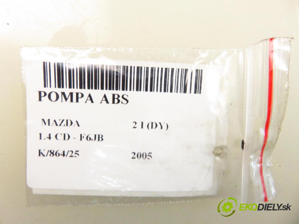 MAZDA 2 (DY) HB 2005 50,00 1.4 CD - F6JA 1399,00 pumpa ABS 10097001173 ; 4S612M110CC ; D461437A0A (Pumpy brzdové)