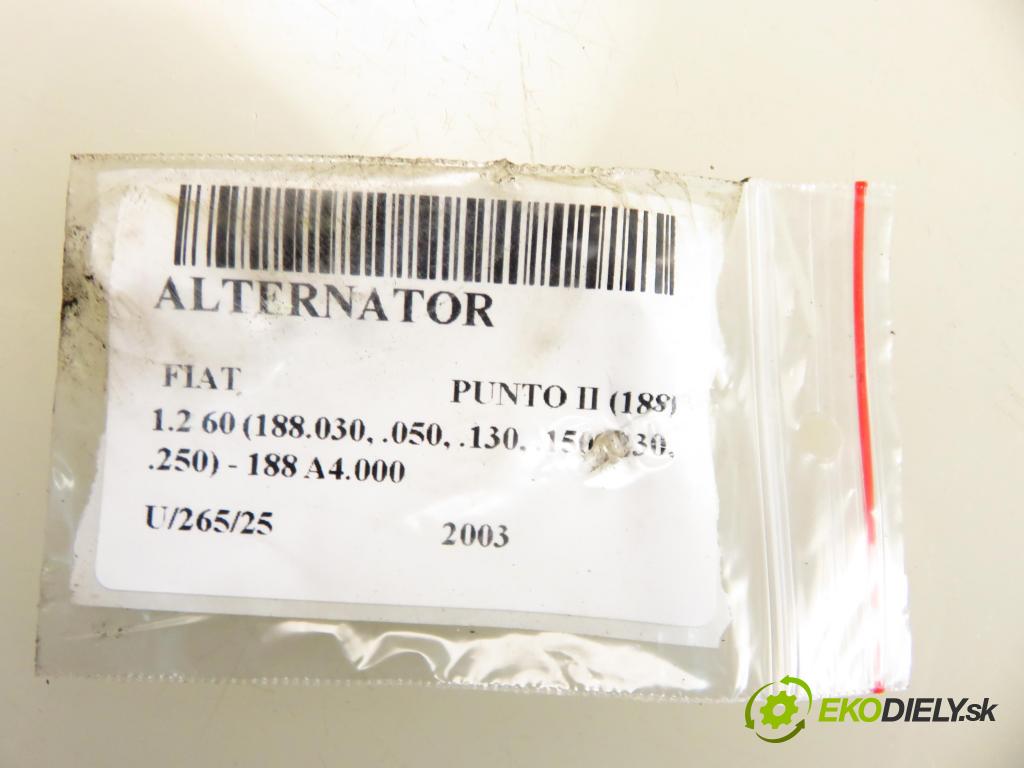 FIAT PUNTO (188_) HB 2003 44,00 1.2 60 - 188 A4.000 1242,00 Alternátor 46843093 ; MS1022118220 (Alternátor)