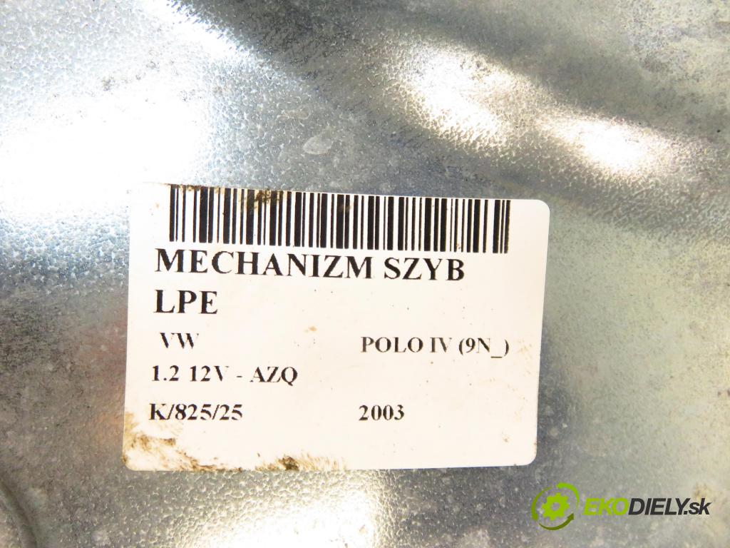 VW POLO (9N_) HB 2003 47,00 1.2 12V 64 - AZQ 1198,00 mechanismus oken 6Q4837461G ; 6Q2959802A ; 6Q4837755