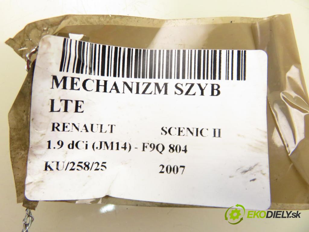 RENAULT SCENIC II (JM0/1_) MINIVAN 2007 0,00 1.9 dCi (JM14) - F9Q 804 1870,00 mechanismus oken LTE 440726J4