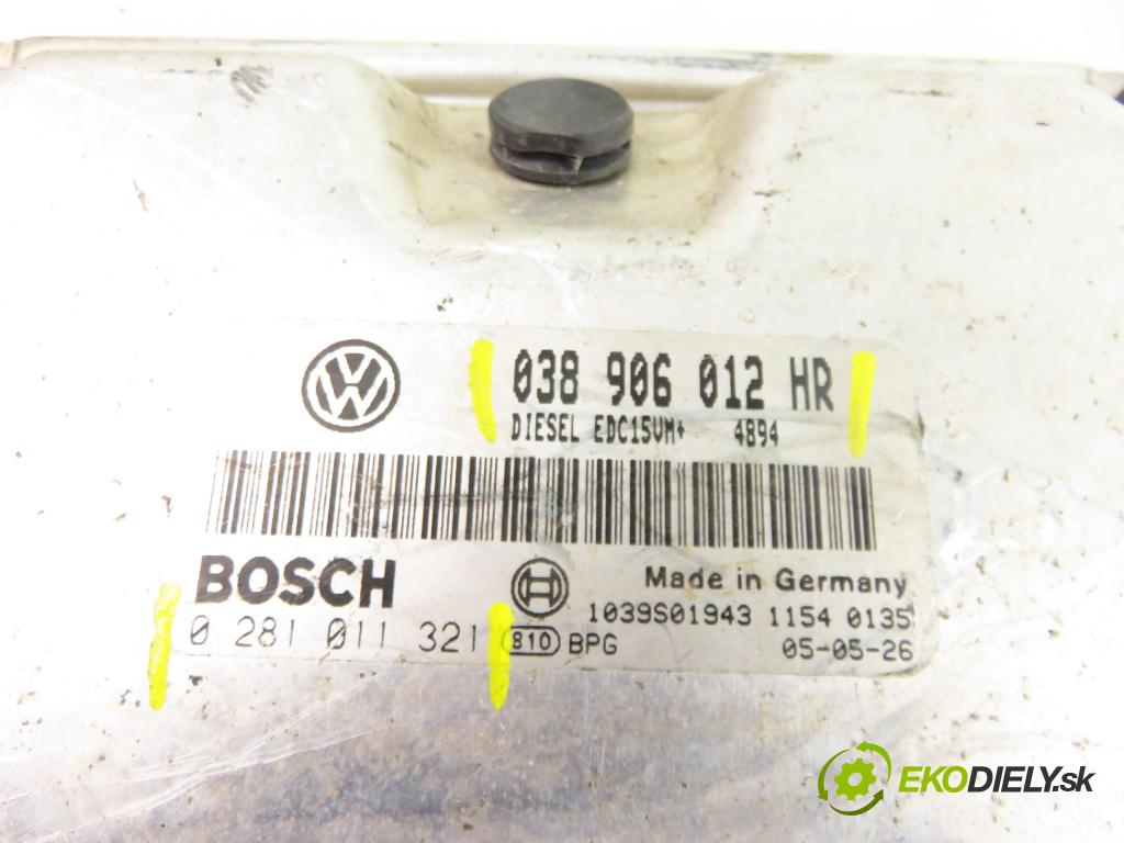 SKODA FABIA I Combi (6Y5) KOMBI 2005 47,00 1.9 SDI 64 - ASY 1896,00 Riadiaca jednotka Motor 038906012HR ; 0281011321