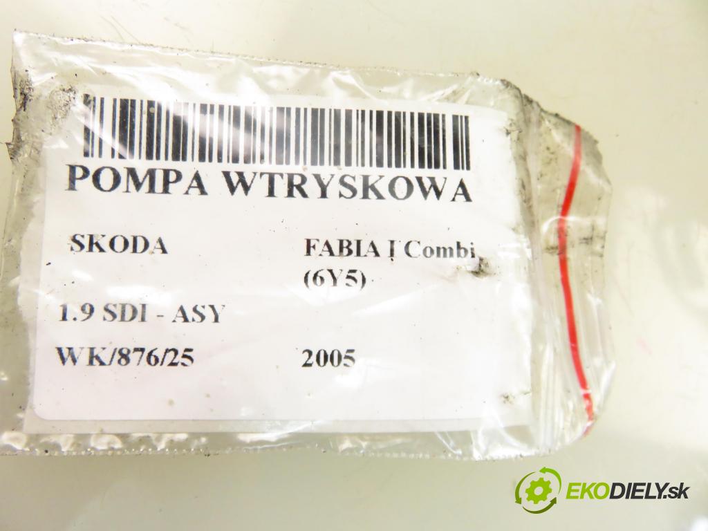 SKODA FABIA I Combi (6Y5) KOMBI 2005 47,00 1.9 SDI 64 - ASY 1896,00 pumpa vstřikovací 038130107B ; 0460404972 (Vstřikovací čerpadla)