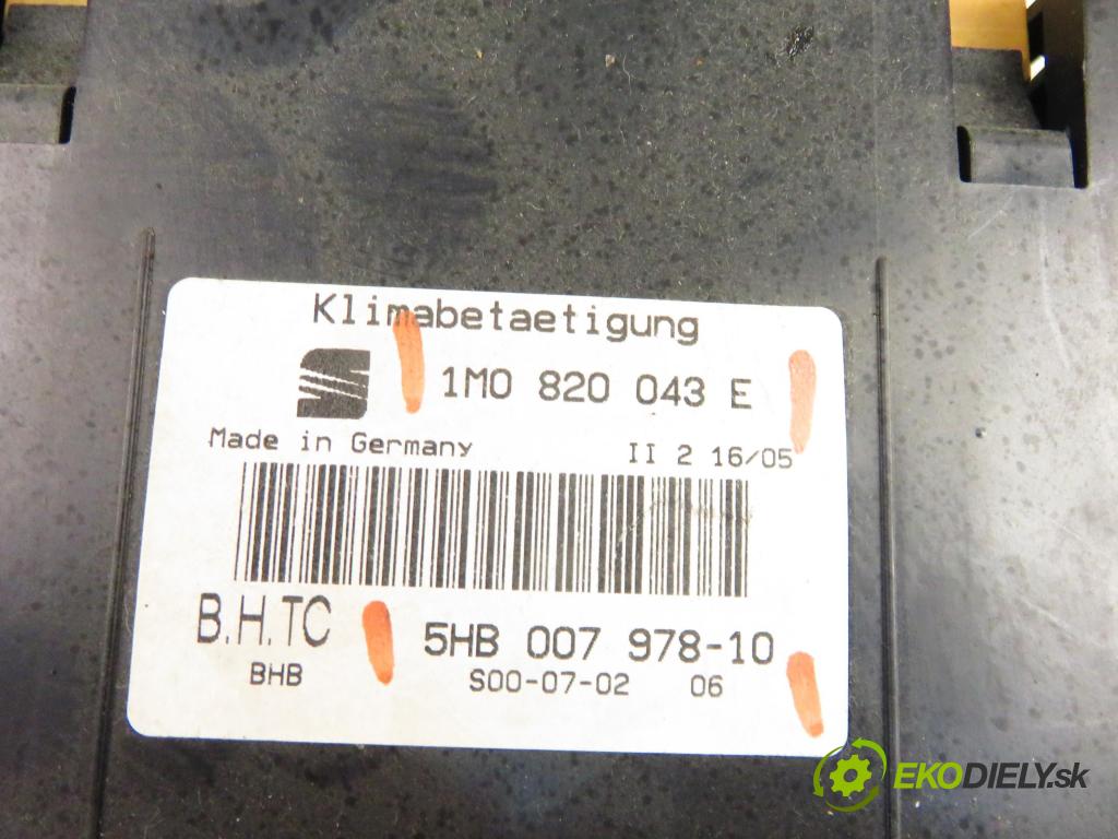 SEAT LEON (1M1) HB 2005 77,00 1.6 16 V - BCB 1598,00 Panel kúrenia KLIMATRONIK 1M0820043E ; 5HB00797810