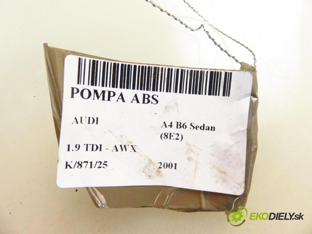 AUDI A4 (8E2, B6) SEDAN 2001 96,00 1.9 TDI PD 130 - AWX 1896,00 Pumpa ABS 0265950011 ; 0265225048 (Pumpa ABS)