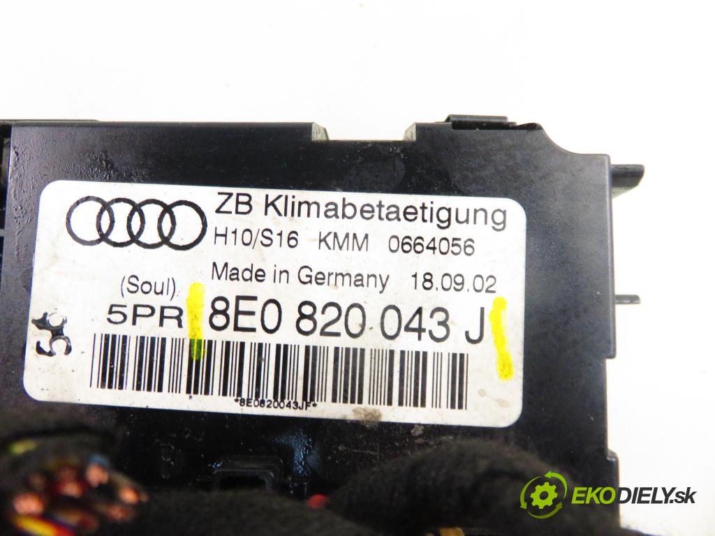 AUDI A4 (8E2, B6) SEDAN 2001 96,00 1.9 TDI PD 130 - AWX 1896,00 Panel topení KLIMATRONIK 8E0820043J