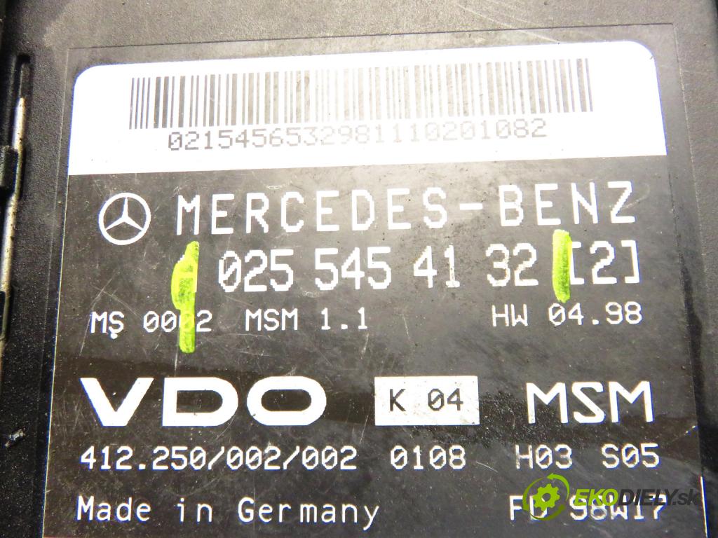 MERCEDES-BENZ KLASA A (W168) HB 1998 75,00 1.6 102 A 160 M 166.960 1598,00 Riadiaca jednotka Motor 0255454132 ; 1661401200