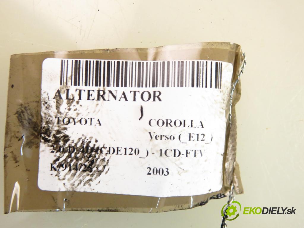 TOYOTA COROLLA Verso (_E12_) MINIVAN 2003 66,00 2.0 D-4D (CDE120_) - 1CD-FTV 1995,00 Alternátor  (Alternátor)