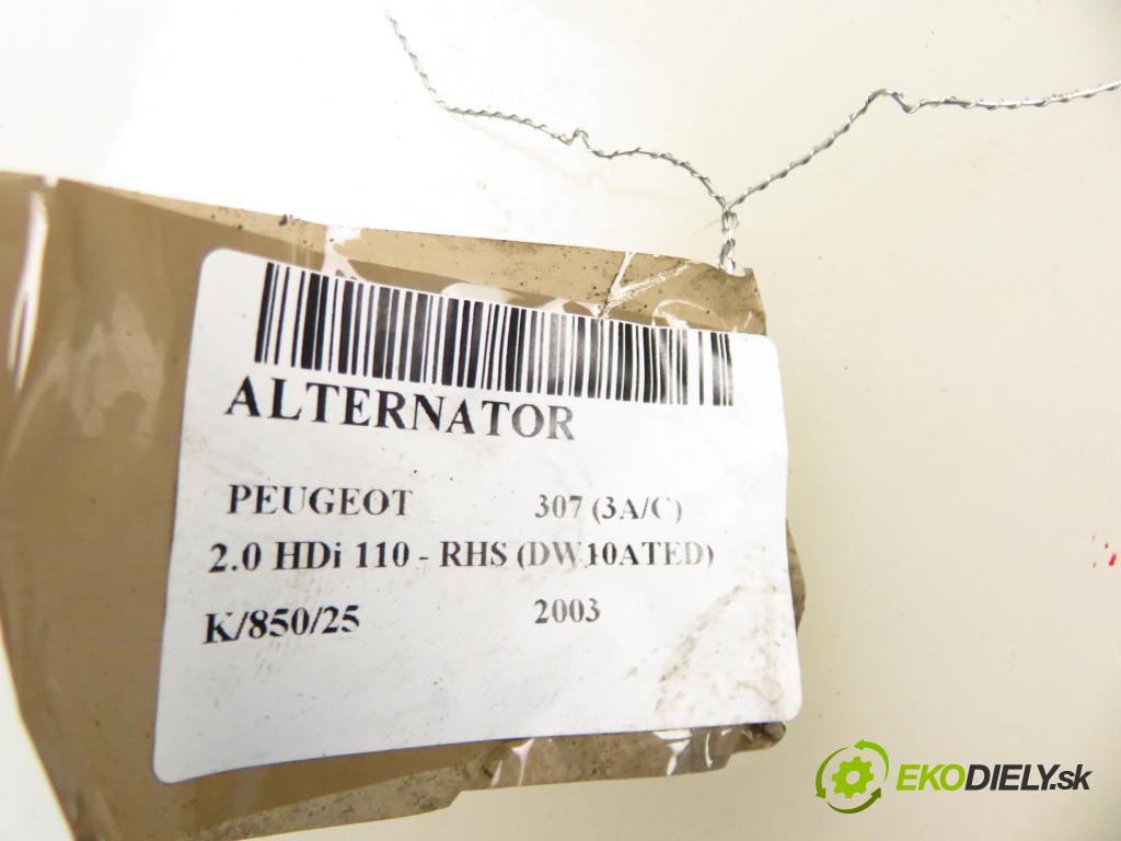 PEUGEOT 307 (3A/C) HB 2003 79,00 2.0 HDi 110 - RHS 1997,00 Alternátor 9646321880 (Alternátor)