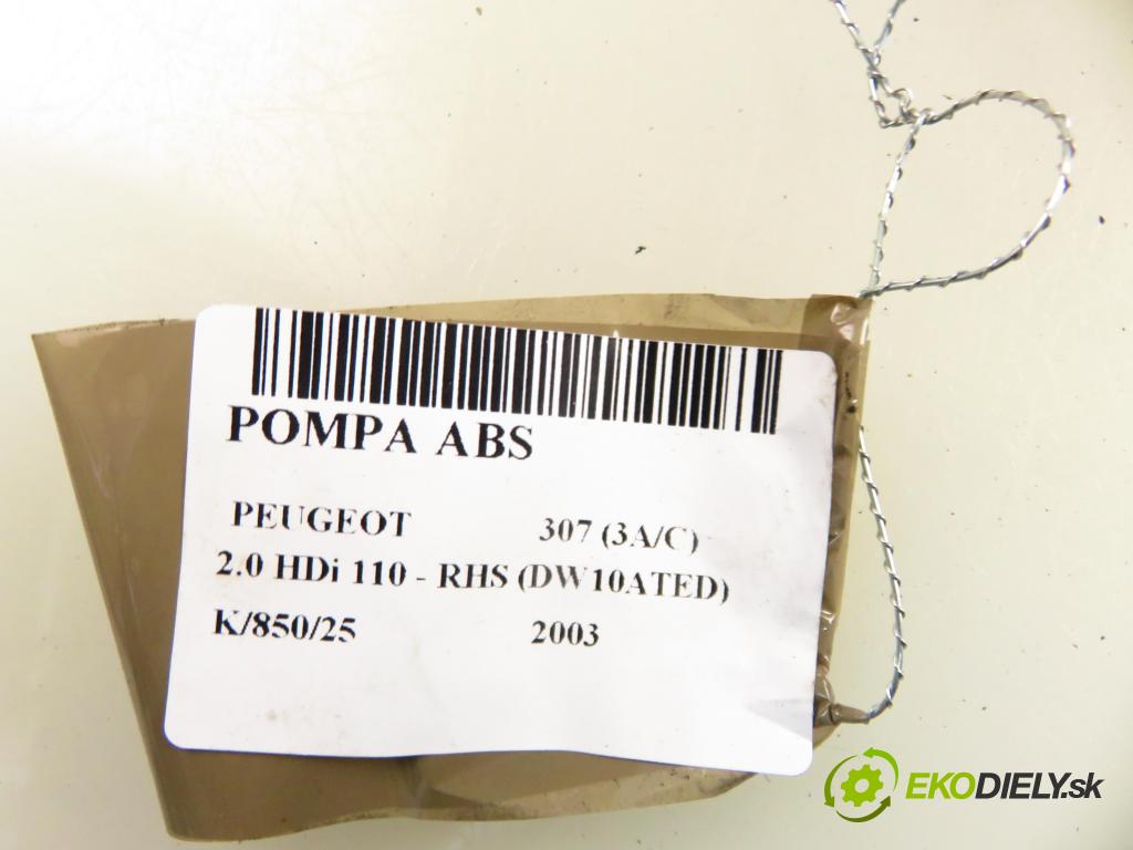 PEUGEOT 307 (3A/C) HB 2003 79,00 2.0 HDi 110 - RHS 1997,00 Pumpa ABS 0265950084 (Pumpa ABS)