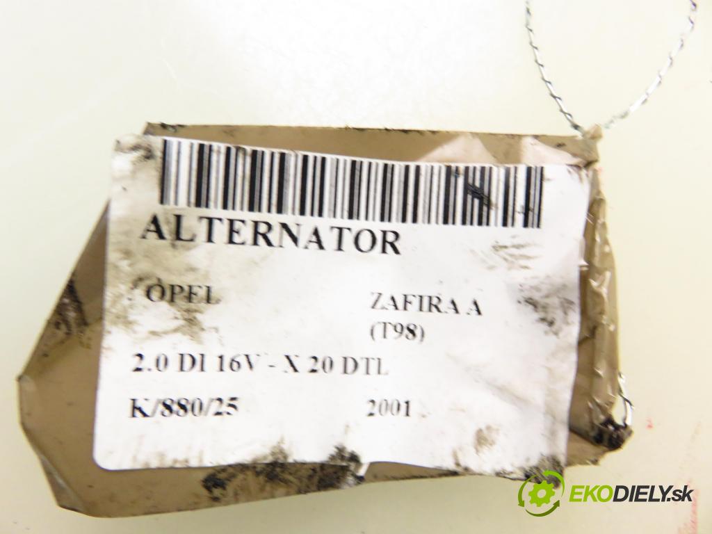 OPEL ZAFIRA A Nadwozie Wielkopojemne (MPV) (T98)  MINIVAN 2001 60,00 2.0 DI 16V - X 20 DTL 1995,00 Alternátor 0123500008 (Alternátor)