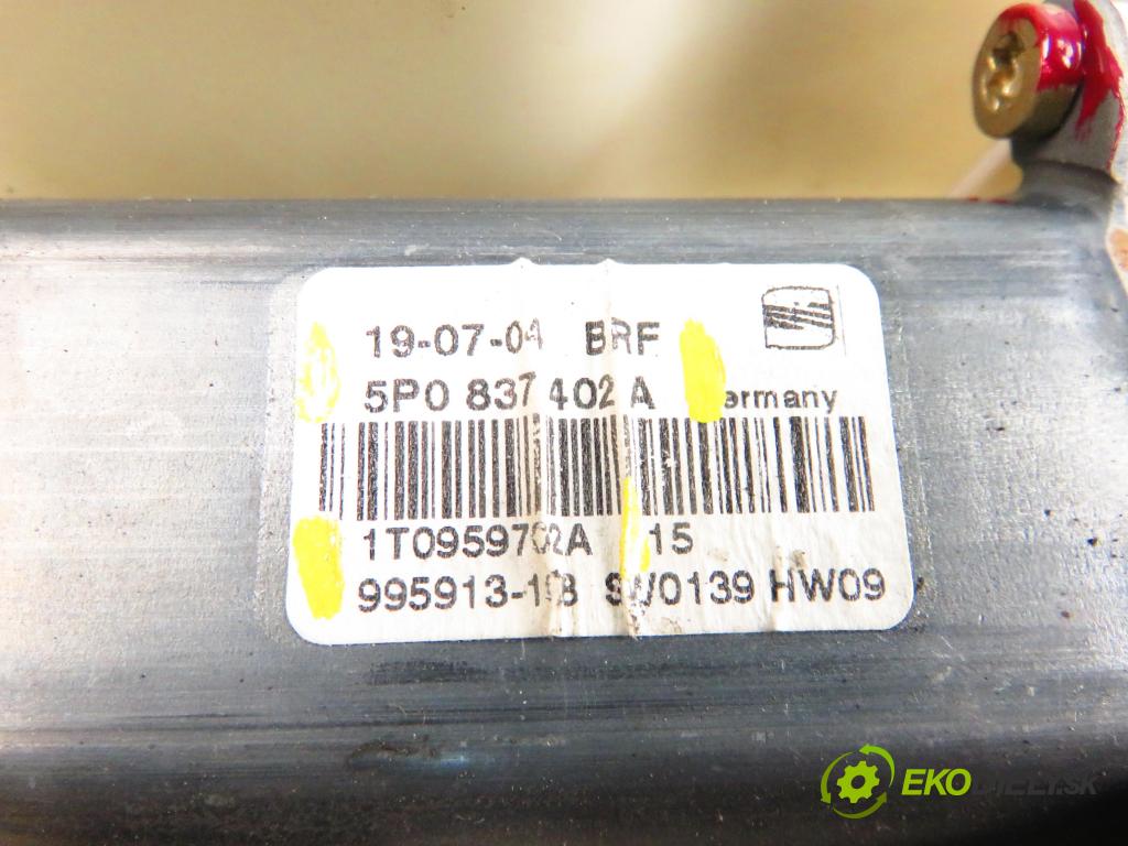 SEAT ALTEA (5P1) HB 2004 77,00 1.9 TDI - BKC 1896,00 mechanismus oken PPE 1K0959792D ; 5P0837402A ; 1T0959702A