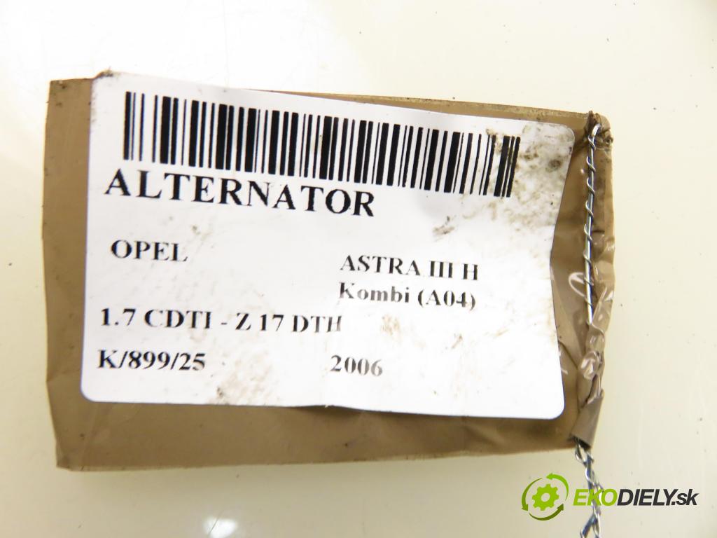 OPEL ASTRA H Kombi (A04) KOMBI 2006 74,00 1.7 CDTI - Z 17 DTH 1686,00 Alternátor  (Alternátor)