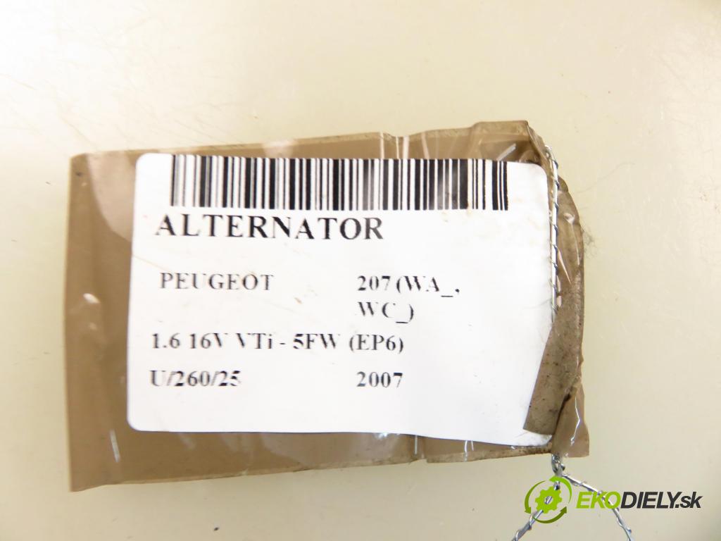 PEUGEOT 207 (WA_, WC_) HB 2007 88,00 1.6 16V VTi - 5FW (EP6) 1598,00 Alternátor 9664532780 (Alternátor)