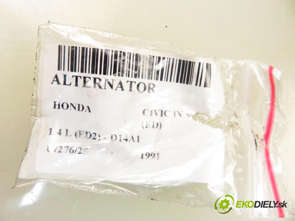 HONDA CIVIC IV sedan (ED) SEDAN 1991 66,00 1.4 L (ED2) 90 - D14A1 1396,00 Alternátor AHGA01 (Alternátor)