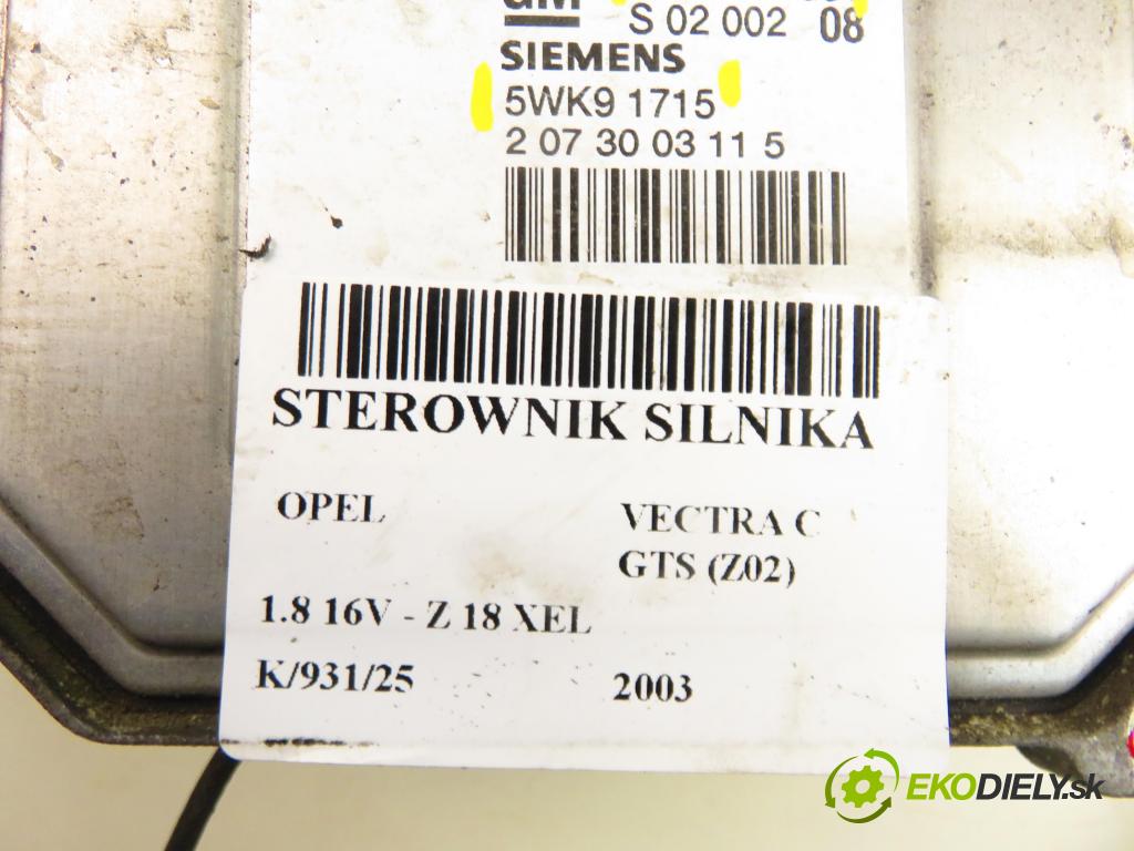 OPEL VECTRA C GTS (Z02) LIFTBACK 2003 0,00 1.8 16V - Z 18 XEL 1796,00 Riadiaca jednotka Motor 5WK91715 ; 13192031