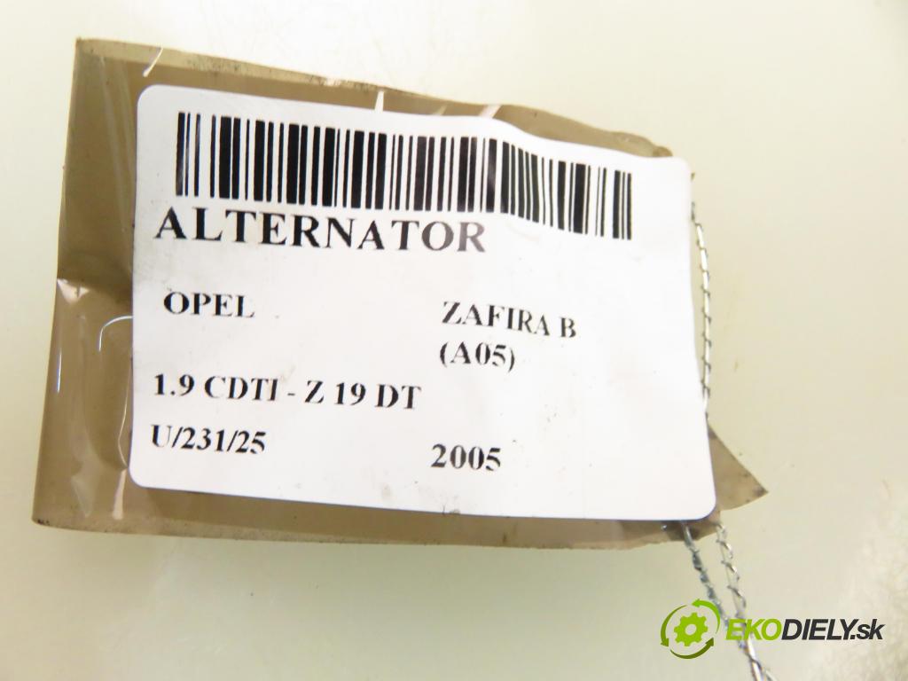 OPEL ZAFIRA B (A05) MINIVAN 2005 88,00 1.9 CDTI 8V 120 - Z 19 DT 1910,00 Alternátor 93169028 ; 0986048793 (Alternátory)