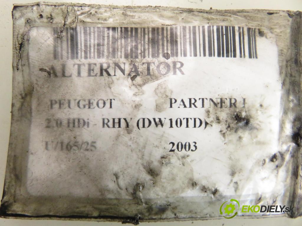 PEUGEOT PARTNER Skrzynia (5_, G_) FURGON 2003 66,00 2.0 HDi - RHY (DW10TD) 1997,00 Alternátor 9644529680 (Alternátor)