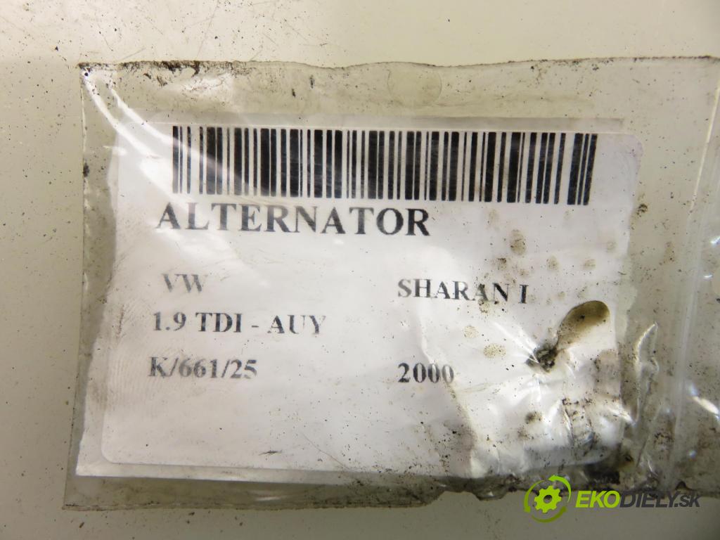 VW SHARAN (7M8, 7M9, 7M6) MINIVAN 2000 85,00 1.9 TDI PD 115 - AUY 1896,00 Alternátor 028903028E (Alternátory)