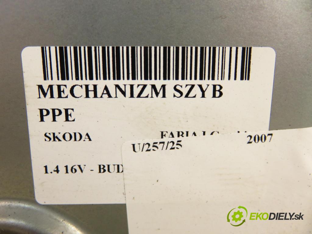 SKODA FABIA I Combi (6Y5) KOMBI 2007 59,00 1.4 16V - BUD 1390,00 mechanismus oken PPE 6Y1837752GL ; 6Y1955802