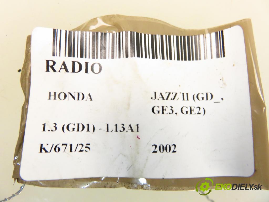 HONDA JAZZ II (GD_, GE3, GE2) HB 2002 61,00 1.3 (GD1) - L13A1 1339,00 RADIO 39100SAAG112