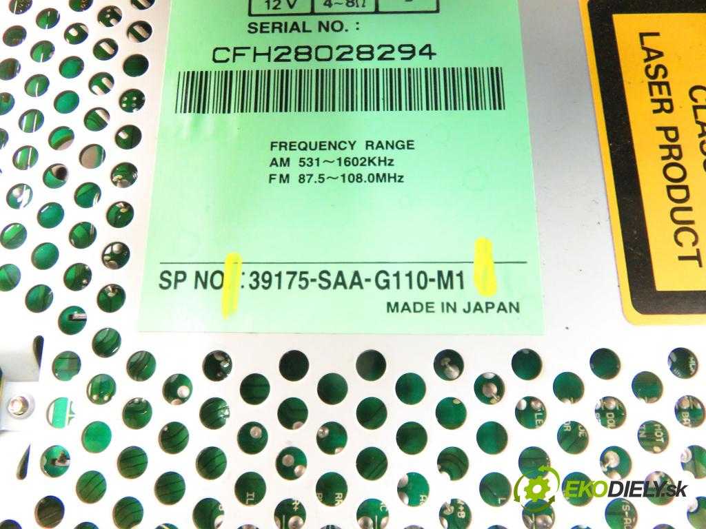HONDA JAZZ II (GD_, GE3, GE2) HB 2002 61,00 1.3 (GD1) - L13A1 1339,00 RADIO 39100SAAG112