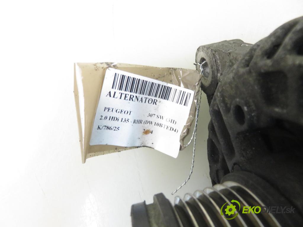PEUGEOT 307 SW (3H) KOMBI 2004 100,00 2.0 HDi 135 - RHR (DW10BTED4) 1997,00 Alternátor 9646321880 (Alternátor)
