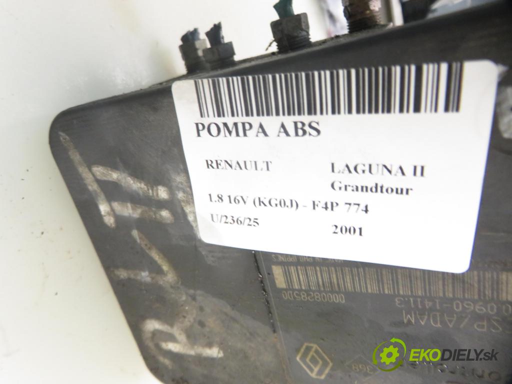RENAULT LAGUNA II Grandtour (KG0/1_) KOMBI 2001 0,00 1.8 16V (KG0J) - F4P 774 1783,00 Pumpa ABS 8200001333C ; 10020600064 ; 00008285D0 (Pumpa ABS)