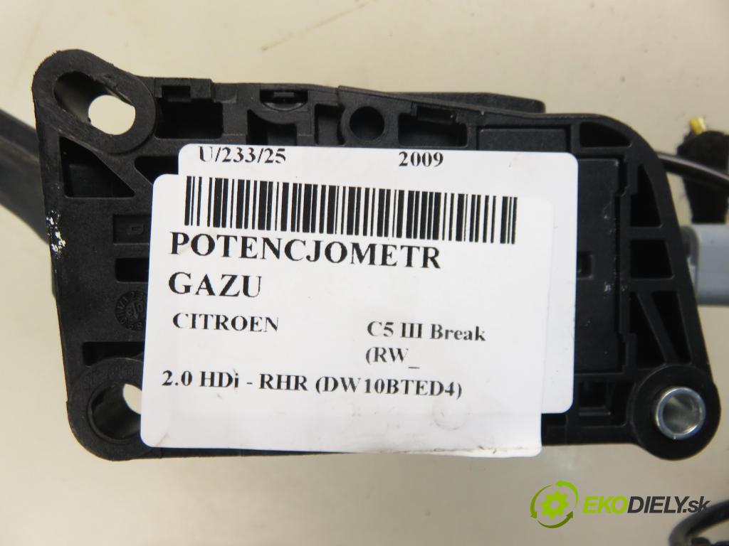 CITROEN C5 III Break (RW_) KOMBI 2009 100,00 2.0 HDi - RHR (DW10BTED4) 1997,00 potenciometr plynového pedálu 9685216080 ; 0028755125 (Pedály)