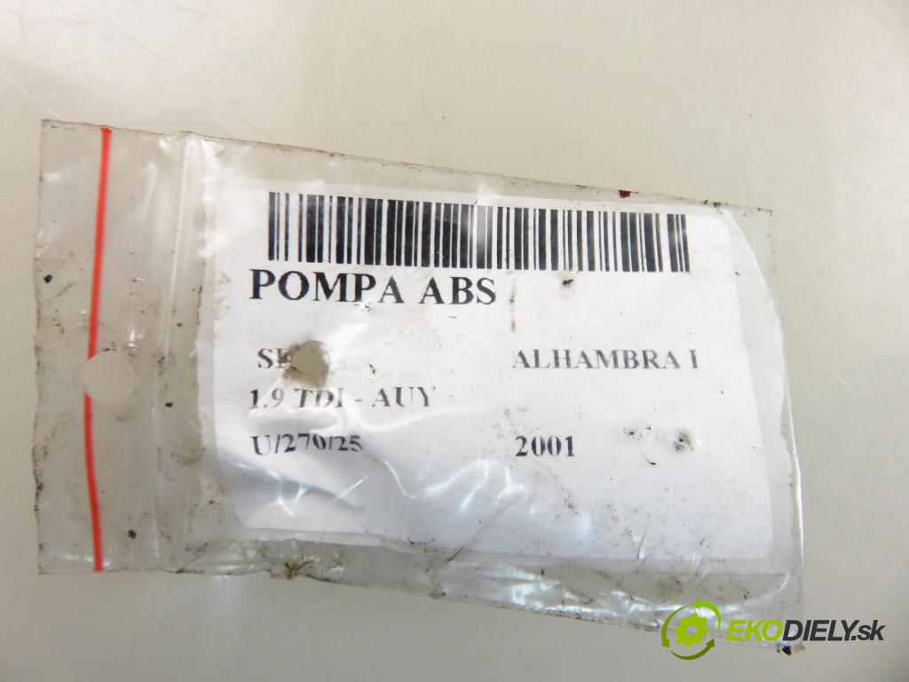SEAT ALHAMBRA (7V8, 7V9) MINIVAN 2001 85,00 1.9 TDI PD 115 - AUY 1896,00 Pumpa ABS 7M3907379B ; 10094703093 ; 7M3614111 (Pumpa ABS)