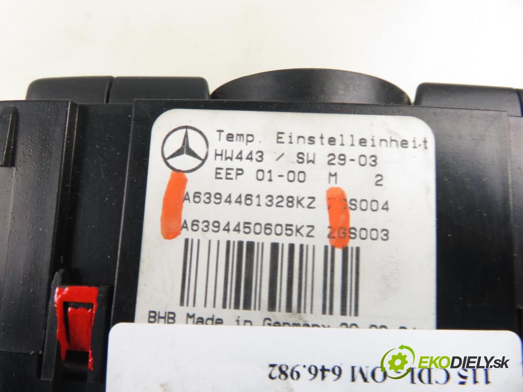 MERCEDES-BENZ VITO / MIXTO Skrzynia (W639) FURGON 2004 110,00 115 CDI 150 - OM 646.982 2148,00 Panel kúrenia KLIMATIZACE: A6394461328KZ ; A6394450605KZ