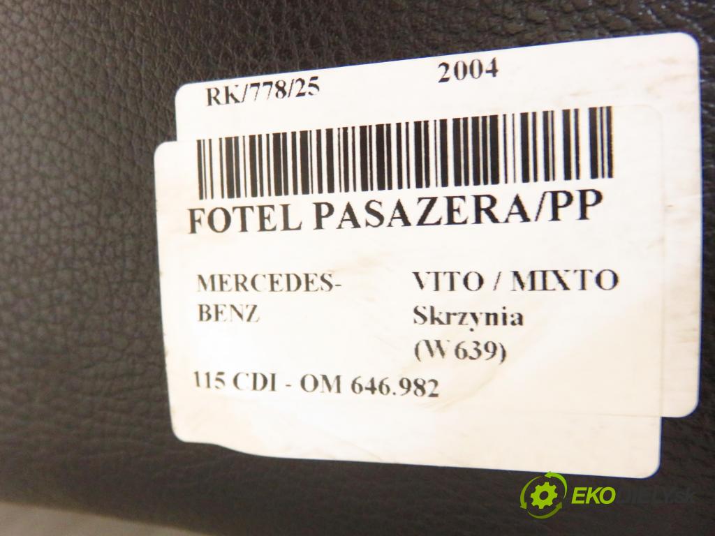 MERCEDES-BENZ VITO / MIXTO Skrzynia (W639) FURGON 2004 110,00 115 CDI 150 - OM 646.982 2148,00 Sedadlo CESTUJÚCI/PP