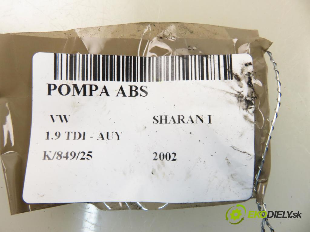 VW SHARAN (7M8, 7M9, 7M6) MINIVAN 2002 85,00 1.9 TDI PD 115 - AUY 1896,00 Pumpa ABS 7M3907379E ; 10092503063 ; 7M3614111M (Pumpa ABS)