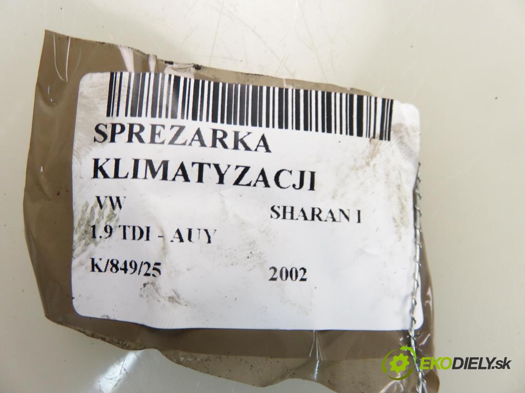 VW SHARAN (7M8, 7M9, 7M6) MINIVAN 2002 85,00 1.9 TDI PD 115 - AUY 1896,00 KOMPRESOR: klimatizace 7M3820803B ; 6M2H19D628AA (Kompresory)