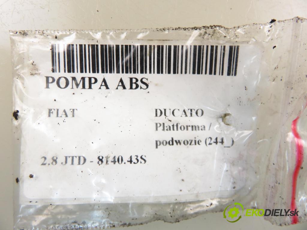 FIAT DUCATO Platforma / podwozie (244_) KABINA/PLATFORMA 2005 94,00 2.8 JTD 2798,00 Pumpa ABS 0273004423 ; 46786432 ; 0265216708 (Pumpa ABS)