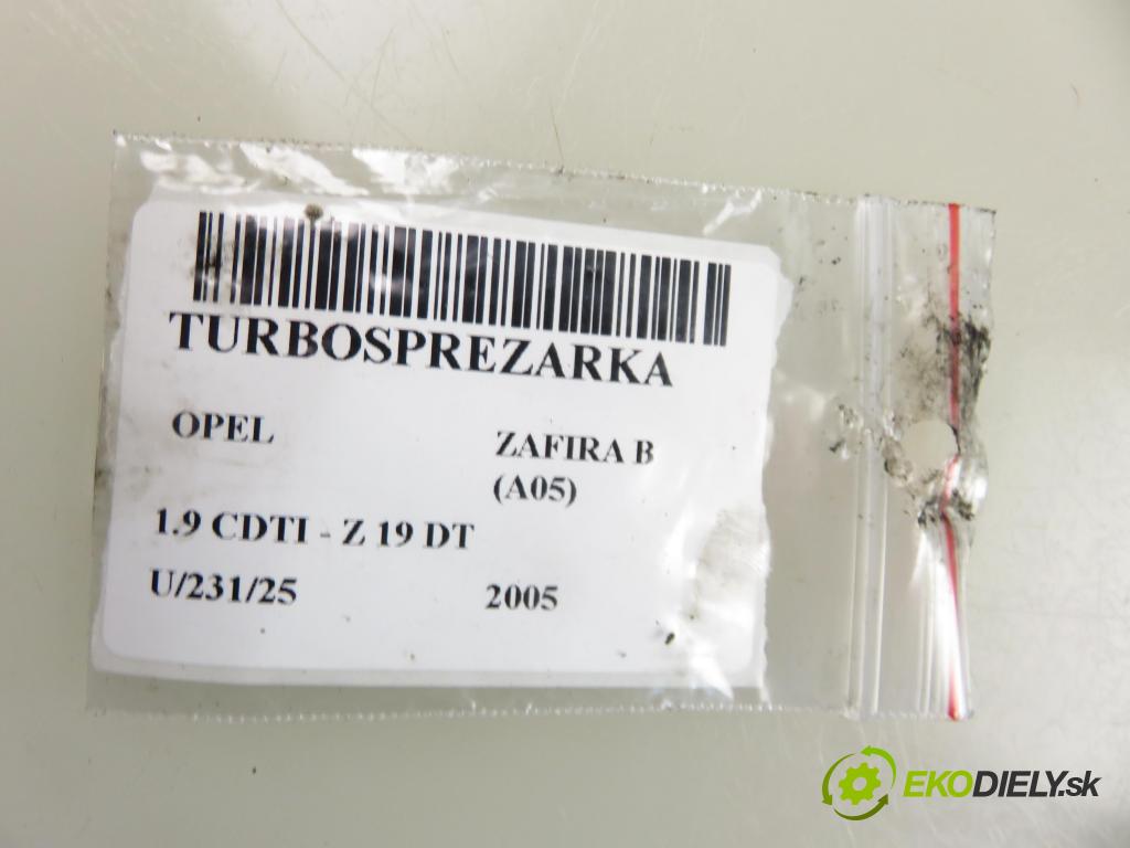 OPEL ZAFIRA B (A05) MINIVAN 2005 88,00 1.9 CDTI 8V 120 - Z 19 DT 1910,00 Turbodúchadlo 55196858 (Turbodúchadlo (kompletné))
