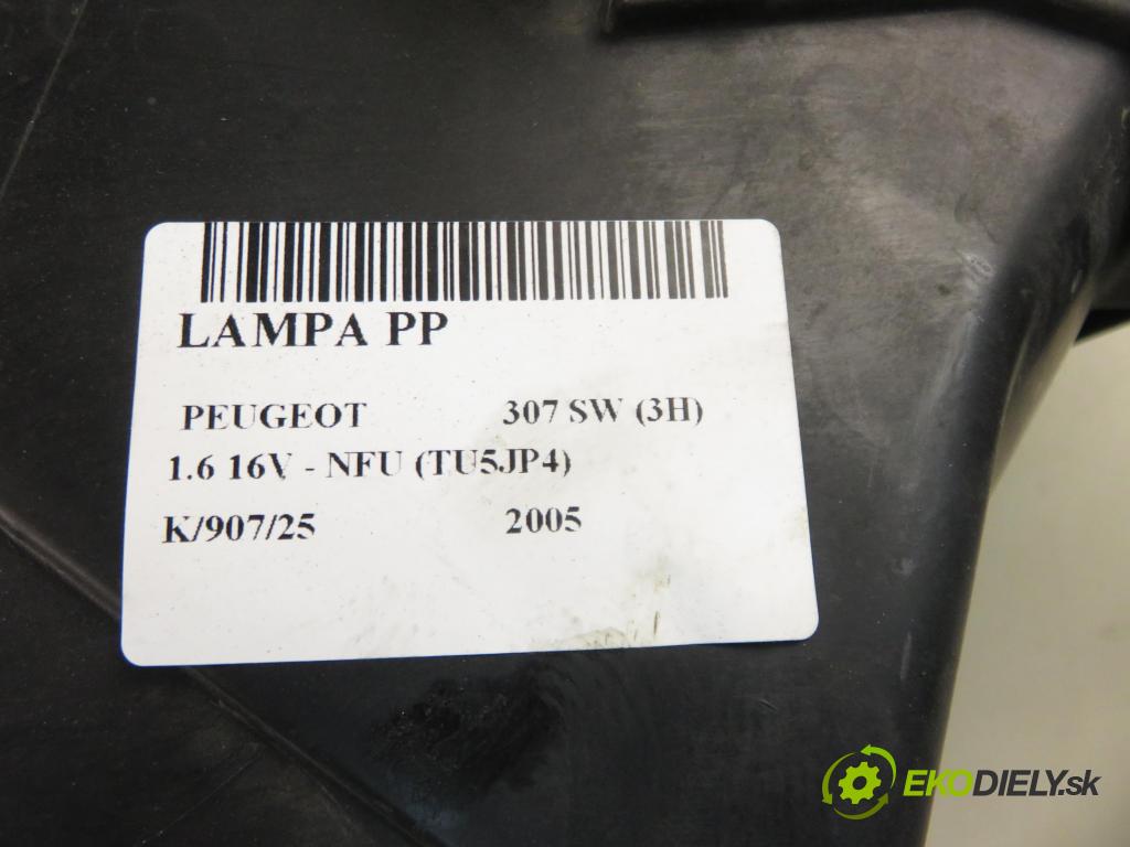 PEUGEOT 307 SW (3H) KOMBI 2005 81,00 1.6 16V - NFU (TU5JP4) 1587,00 světlo PP 9641615680