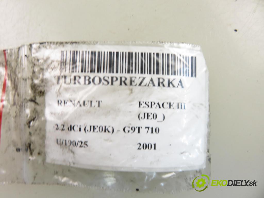 RENAULT ESPACE III (JE0_) MINIVAN 2001 0,00 2.2 dCi (JE0K) - G9T 710 2188,00 Turbodúchadlo 8200052297 (Turbodúchadlo (kompletné))